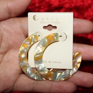 Resin Open Hoop Marbled Earrings